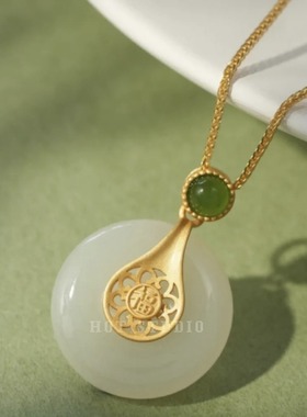 实拍S925纯银天然和田玉项链女优雅高级感小众锁骨链国风