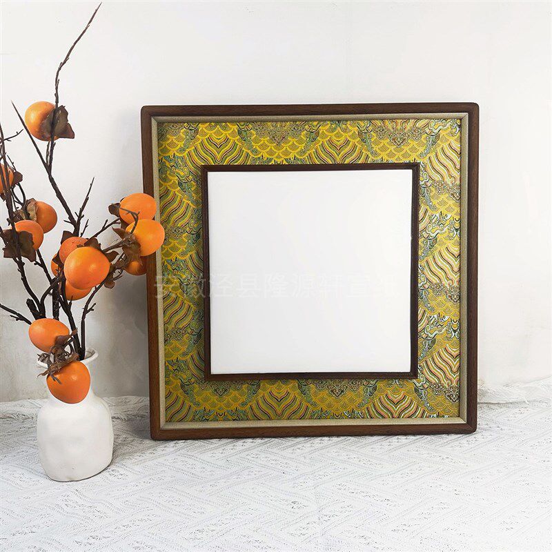 【宋锦乌檀榫卯框中框 外框50*50 内框33*33】立体实木画框