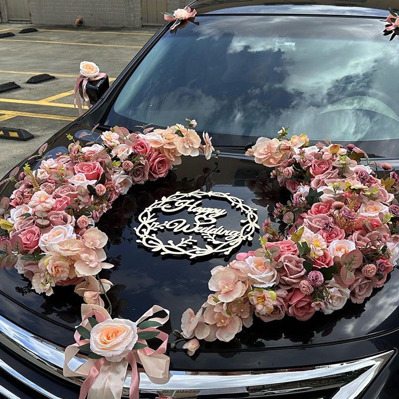 特大号结婚花车新品主婚车头车花车队婚车装饰彷真花全套吸盘拉花