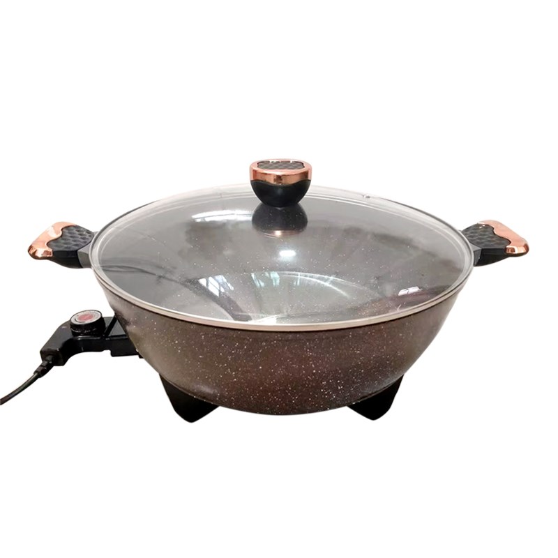 炫臣韩式多功能电热锅麦饭石火锅加厚不粘10L超大容量大功率2200W
