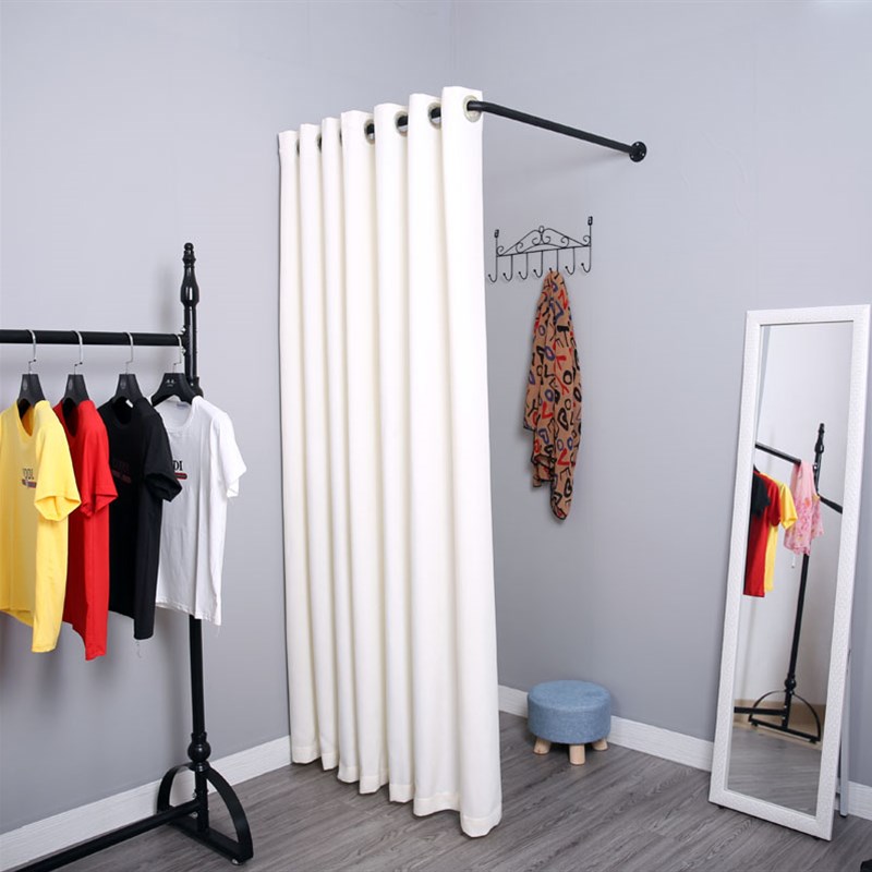 铁艺墙角L型试衣间门帘布帘服装店更衣室窗帘墙角试衣帘换衣间