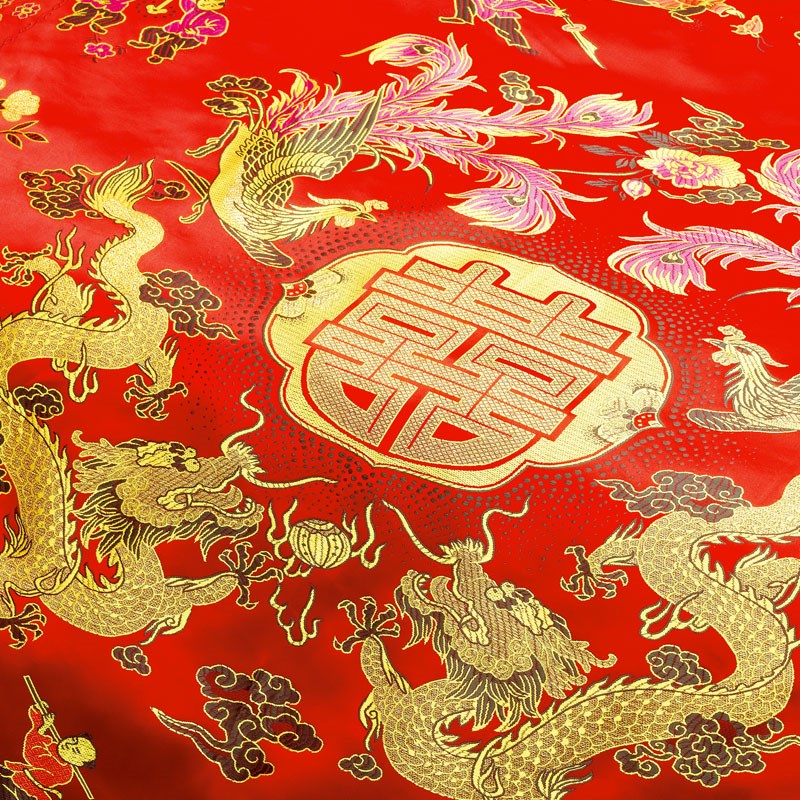 杭州丝绸织锦缎婚庆被套软七彩金丝被面绸缎被罩结婚喜被婚庆床组