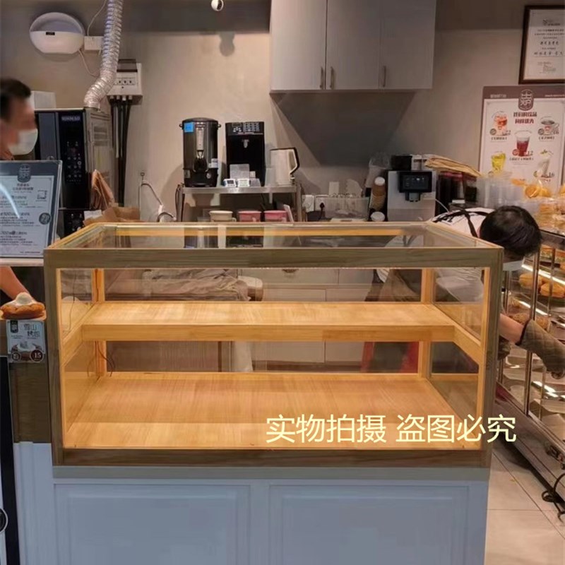 烘焙蛋糕咖啡店糕点甜品柜前台台面吧台小型玻璃展示柜实木面包柜