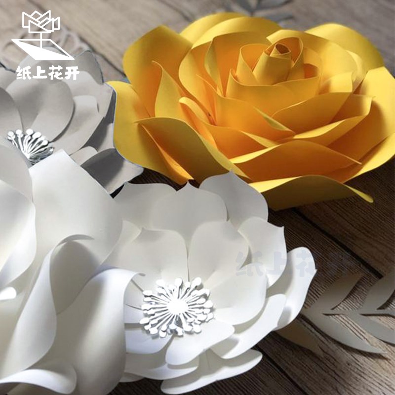 高端纸艺花布置美甲店美容仿真网红背景花墙装饰道具立体纸花成品