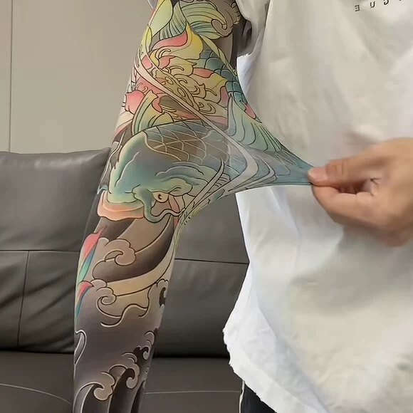 2026新款无痕超薄超逼真纹身袖套刺青花臂冰袖男士款防晒防紫外线
