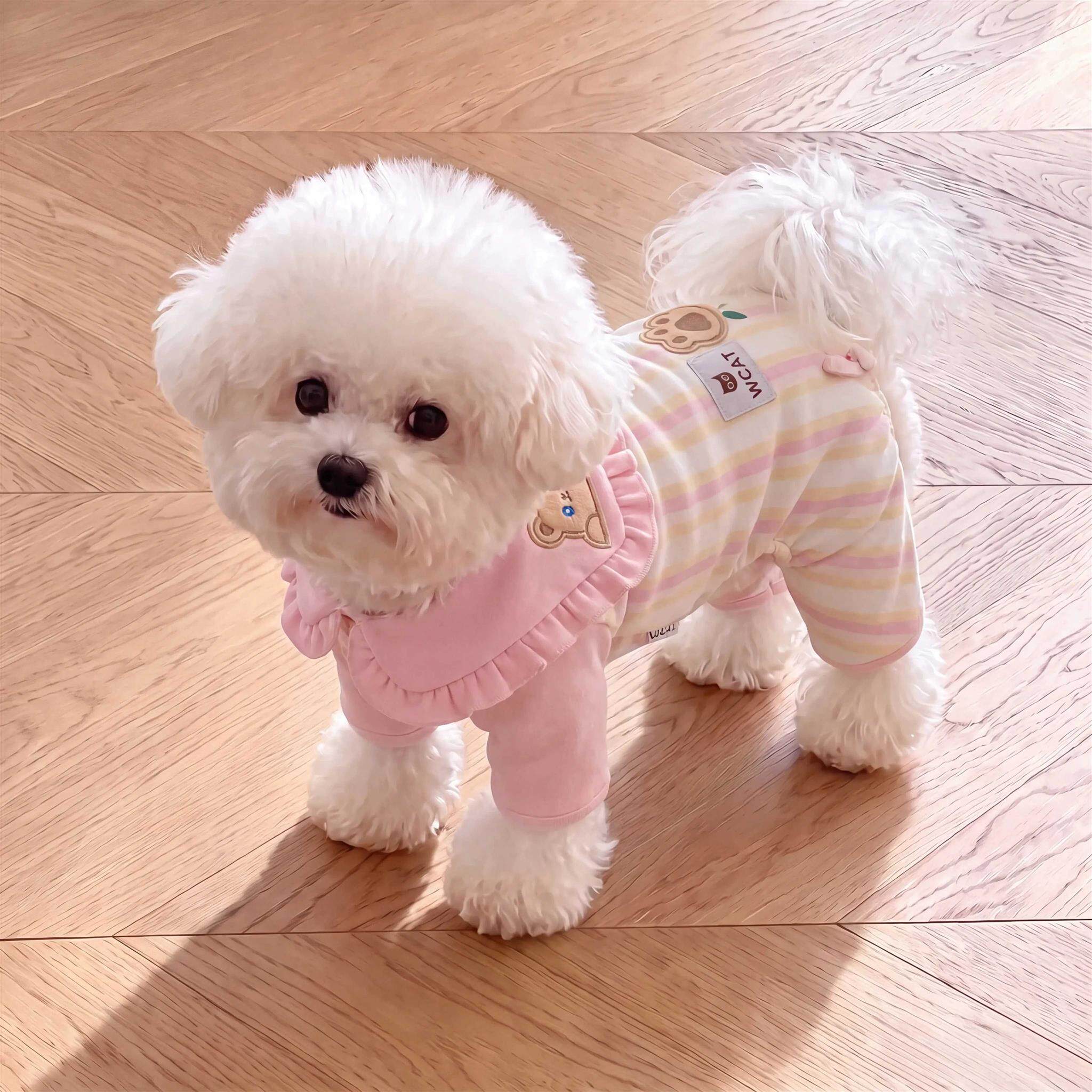 宠物护肚衣小型幼犬泰迪比熊猫咪秋冬季狗狗防着凉居家服四脚衣服