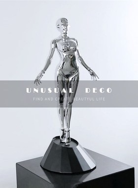 极速轻奢电镀银色空山基机械女神艺D术摆件样板间售楼处卧室客厅