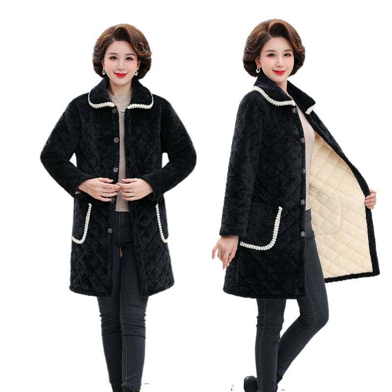 极速新款加绒加厚法兰绒罩衣x女士新款冬季大人围裙厨房家用长袖