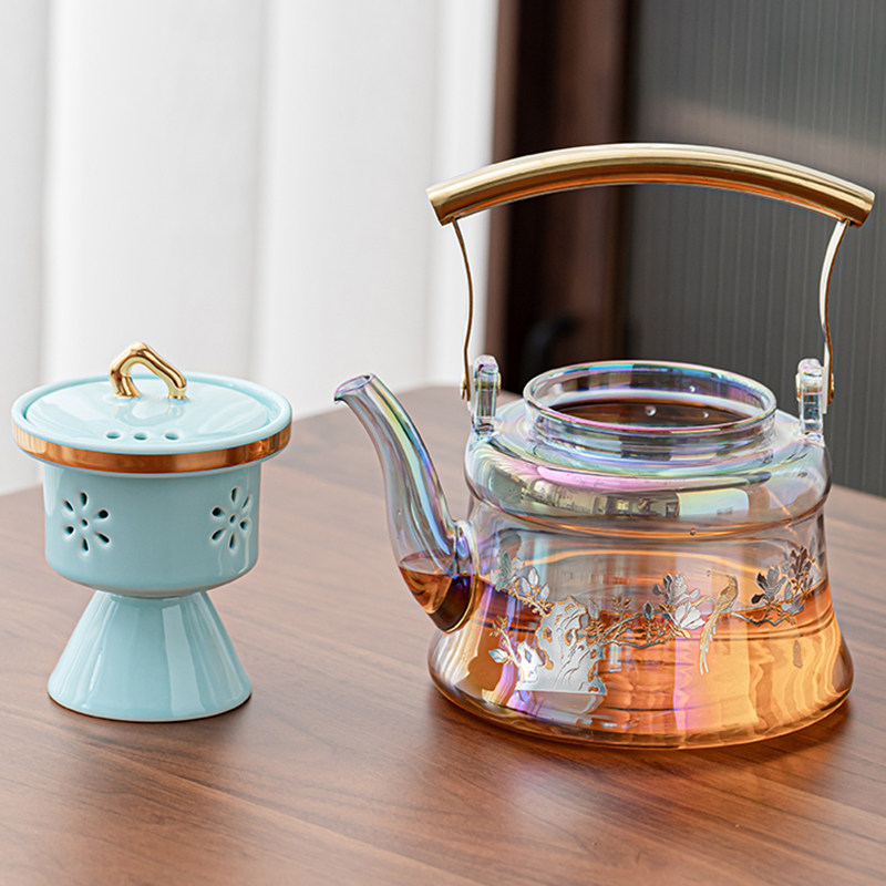 新品高颜值玻璃煮茶壶电陶炉煮茶专用提梁侧把Q煮茶器煮茶炉养生