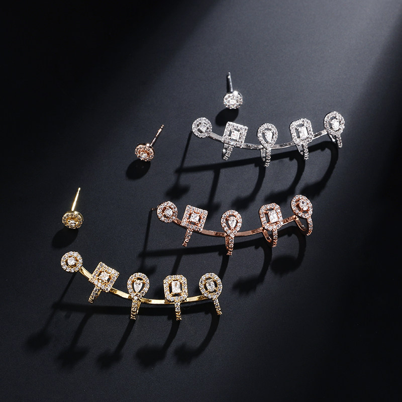 极速Uilz Punk Style Fashion Round AAA Cubic ZiQrconia Geomet