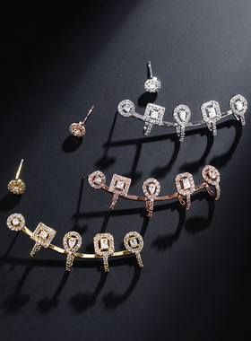 极速Uilz Punk Style Fashion Round AAA Cubic ZiQrconia Geomet