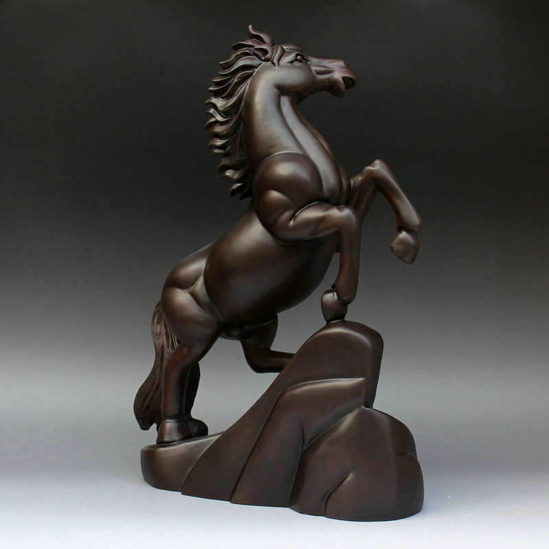 极速黑檀木雕刻马摆件红木生肖动物马F实木工艺礼品摆饰饰品马到