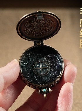 速发藏式九宫八卦嘎乌盒可打开装东西护身符项链空心吊坠毛衣链男