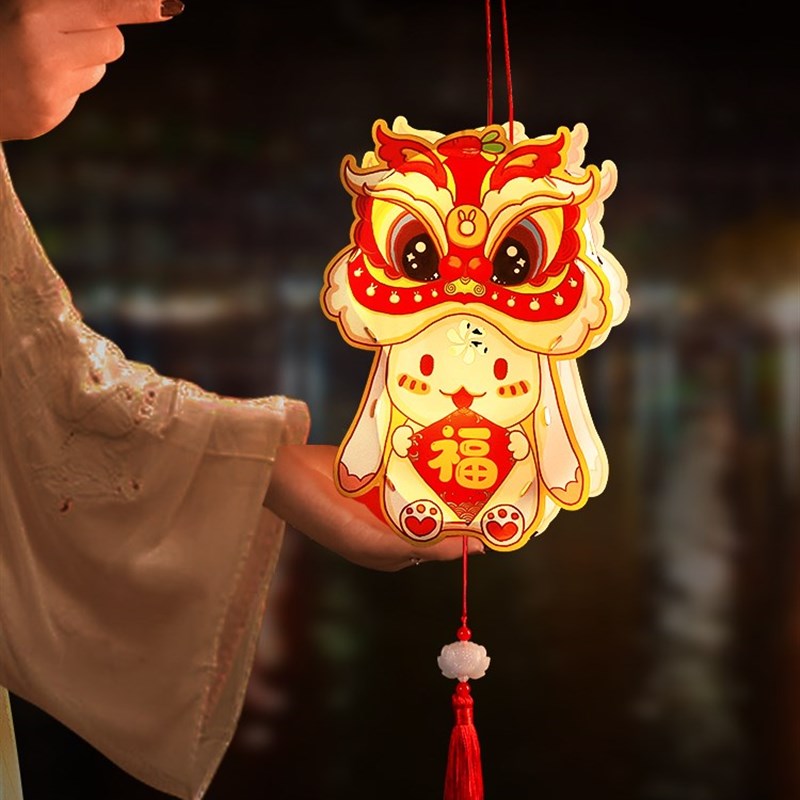 极速新年兔子灯笼2023新款兔年过年春节儿童手提花灯手Y工制作diy