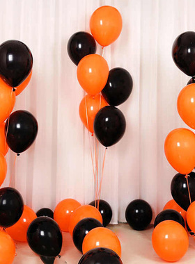 极速15pcs Halloween Balloon OraBnge Black Latex Confetti Bal