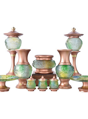 新品合聚轩供佛琉璃浮雕莲花香炉家用室内佛N堂供奉插香炉佛具拜