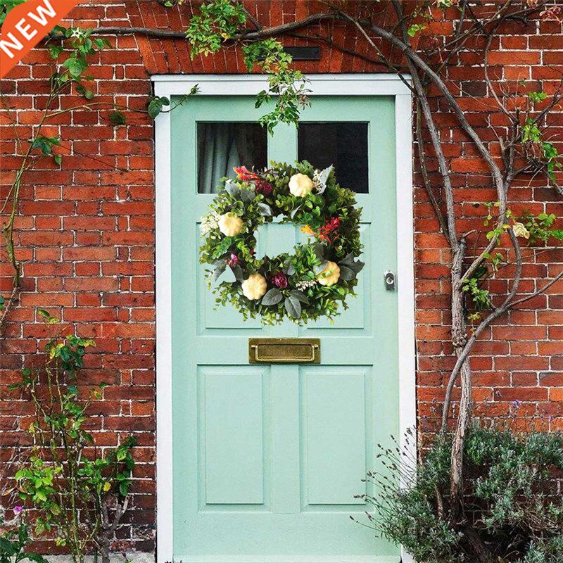 极速White Pumpkins Ranunculus Wreath, Autumn Leaf Har.vest,
