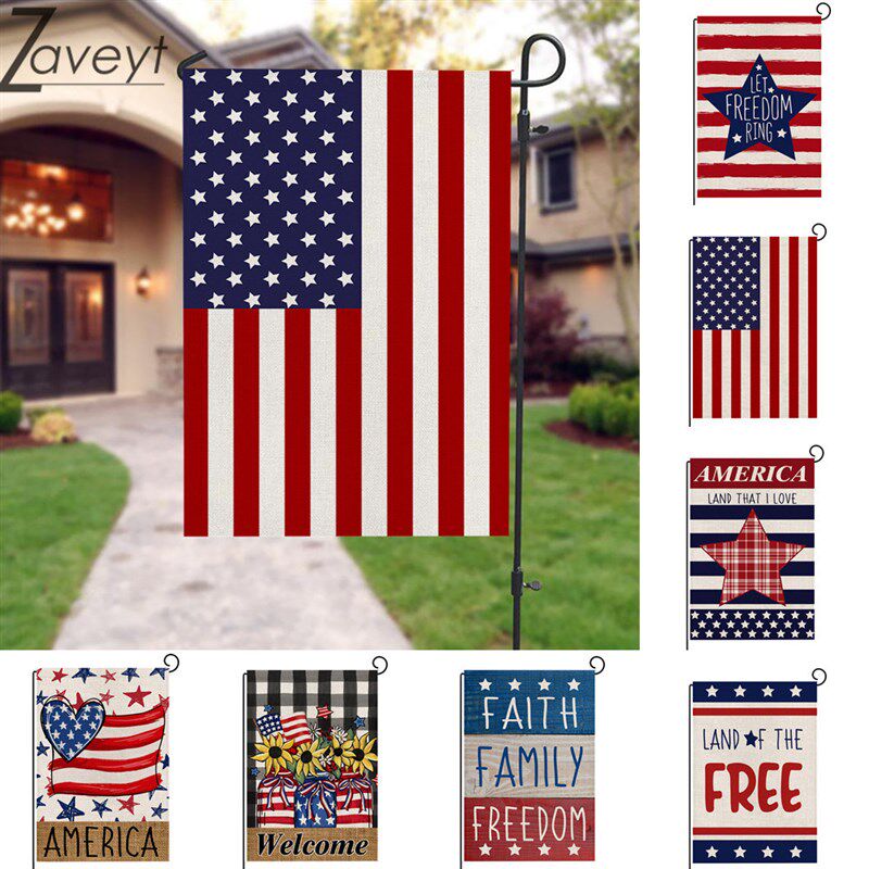 极速Indepeendence Day USA Patriotic Stars Garden flag decora