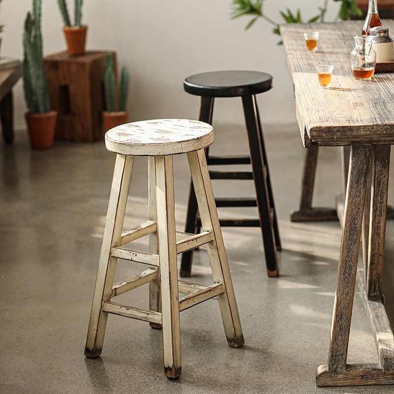 极速圆面高脚凳吧台凳家用高脚椅老松木实L木复古做旧可做花几边,住宅家具,家用高脚椅,淘宝优惠券,粉丝福利购,淘宝优惠卷