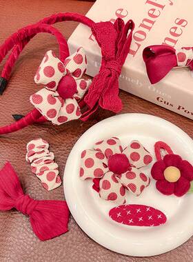 极速新年红色发箍儿童蝴蝶结头箍韩国女孩发卡Q公主可爱宝宝不伤