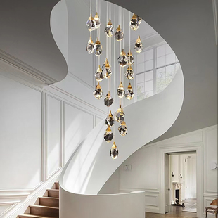 极速Copper Modern Stairs Chandelier Living Room DecWor Loft