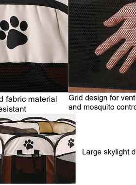 极速Folding Octagonal Pet Fence HDouse Dog Cage Cat Nest Ten