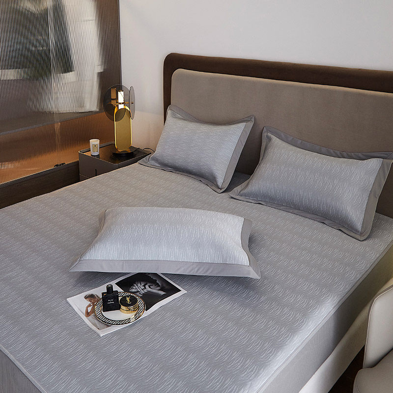 极速夏季简约风j高分子聚乙烯凉席三件套高端纯色PE低温丝可水洗