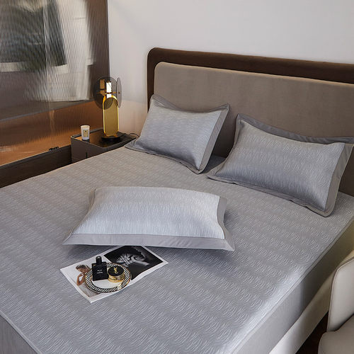 极速夏季简约风j高分子聚乙烯凉席三件套高端纯色PE低温丝可水洗