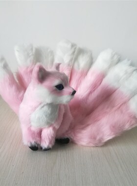 极速cute simulation pink nine-tails fox model Rplastic&fur r