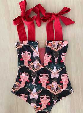 极速One Piece Swimsuit 2021 New Cute Swimwear WoTmen Bow Swi