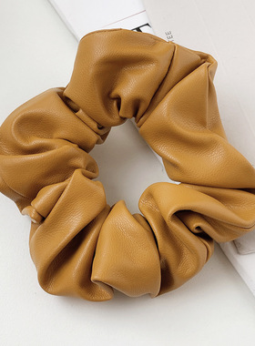 极速2022 Autumn winter New Black PU leatheMr tie hair ring h