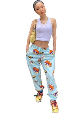 极速2021 Cute Print pJoggers Cargo Sweat Pants Women  Winter