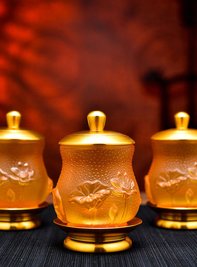 新品供奉观音琉璃供水杯  家用供佛圣水杯M佛前莲花净水杯供杯佛