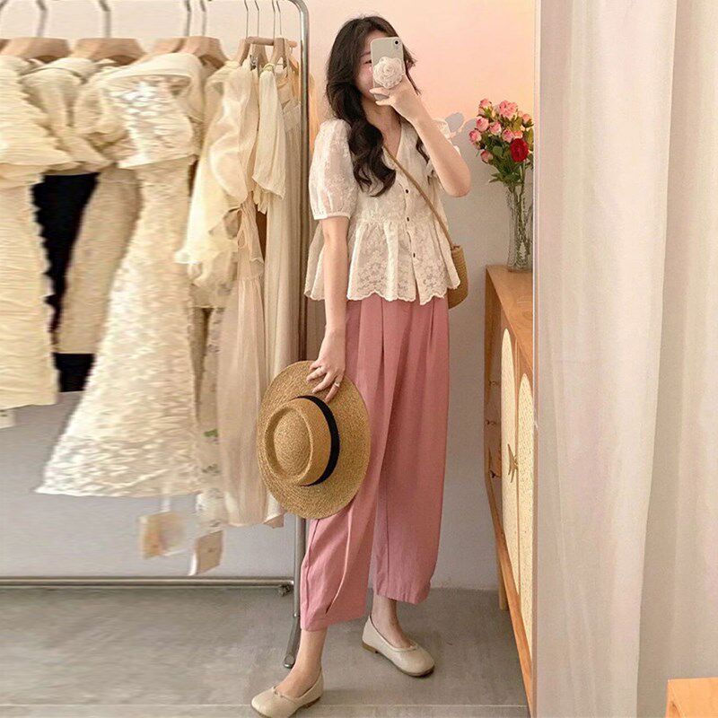 新品孕妇b夏装上衣小个子夏季2025新款两件套短袖娃娃衫夏款套装