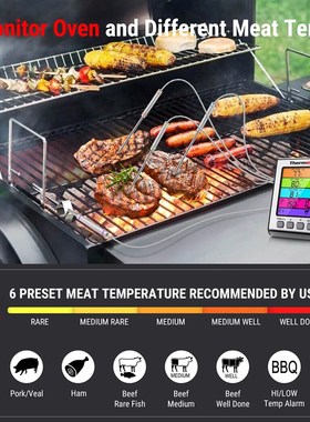 极速ThermoePro TP17H 4 Meat Probes Kitchen Oven Meat Thermom