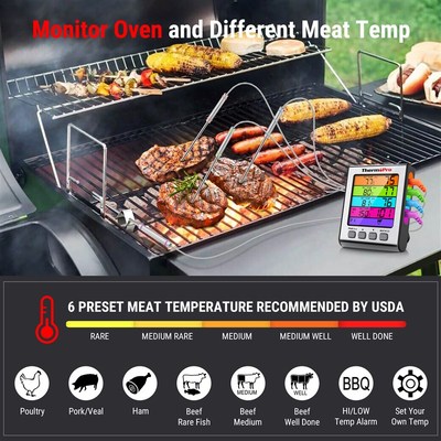 极速ThermoePro TP17H 4 Meat Probes Kitchen Oven Meat Thermom