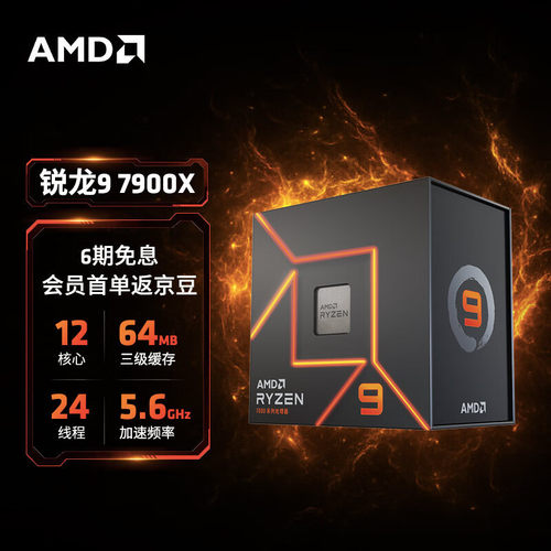 AMD 7000系列 锐龙 R9 7900X 处理器 CPU AM5接口盒装多核
