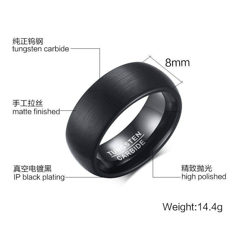 极速8MM Tungsten Steel Ring Black Jewelry Gift for malZe men