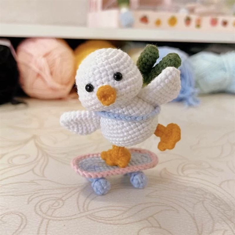 极速毛线钩针滑板葱鸭玩偶diy自制材I料包手工钩织钥匙挂件创意送