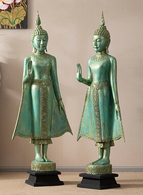 极速泰国迎宾人偶餐厅门口装饰摆件泰式佛像木P雕工艺品奶茶店落