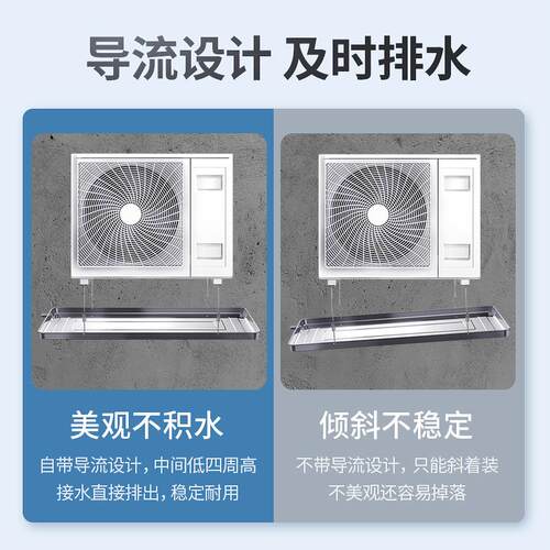 新品加厚空调外机i接水盘1P1.5P2P3P5P通用室外机不锈钢排水托盘