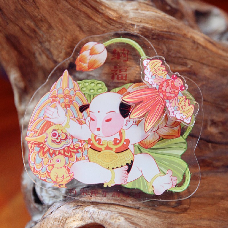 极速锦鲤福娃文创冰箱贴 可旋转纸鸢工艺品纪P念品风筝中国潮风磁