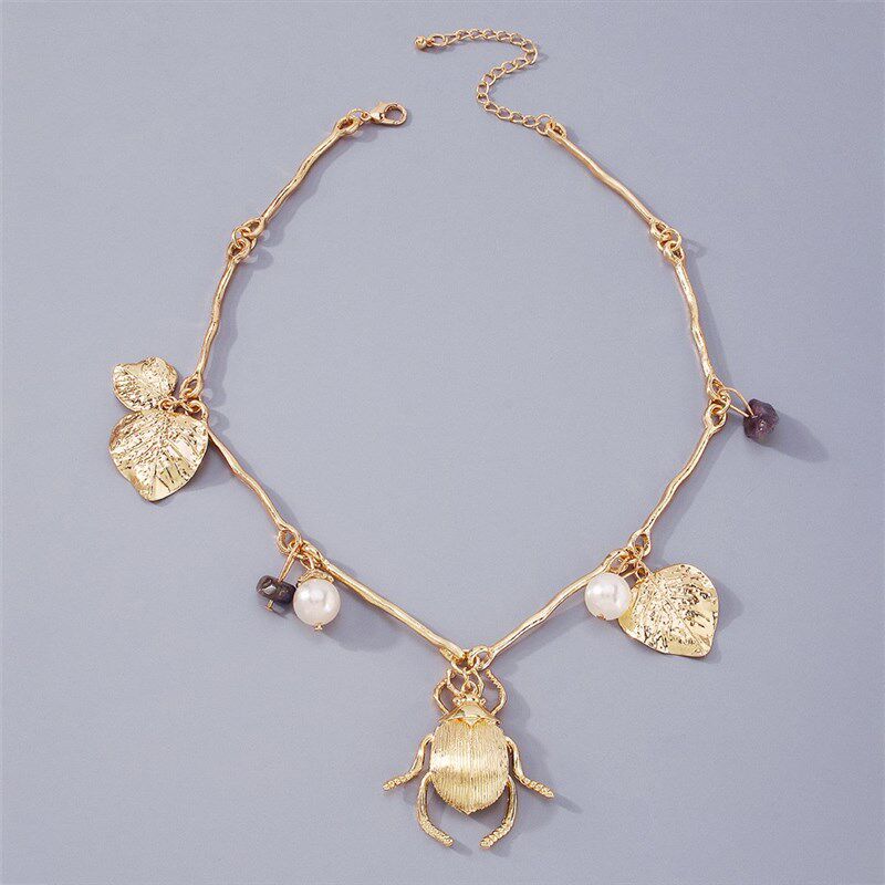 极速Jewelry Insect pendant necAklace leaf vintage collar fem