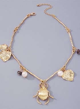 极速Jewelry Insect pendant necAklace leaf vintage collar fem