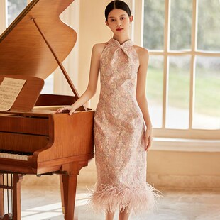 新品新中a式晨袍女新娘敬酒服高端轻奢中国风改良旗袍连衣裙春夏
