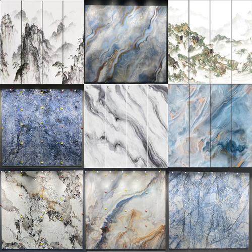 极速岩板式景背g视墙900x2600连纹大板板材客厅影视墙沙发新中电