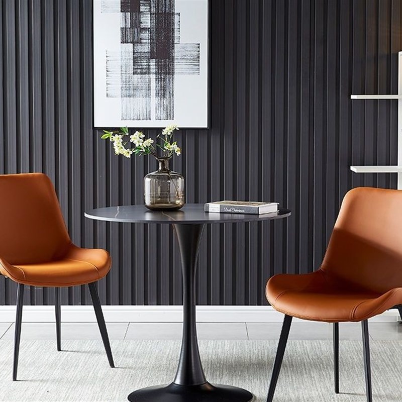 极速轻奢岩板北欧小圆桌s售楼处接待洽谈桌椅组合奶茶店阳台休闲