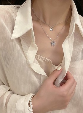 极速LATS New Shiny Double Layer BClavicle Chain Necklace Jew