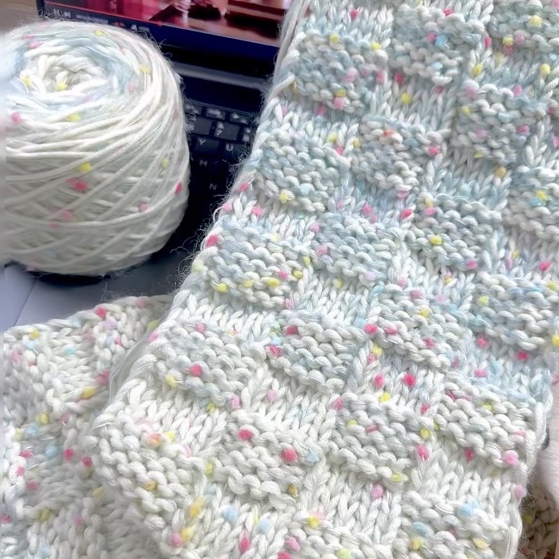 极速渐变手混线彩虹糖围巾手工编织diy粗毛线元宝针X自织材料包送