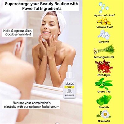 极速SKILcLR ORGANICS Collagen Serum for Face with Peptides